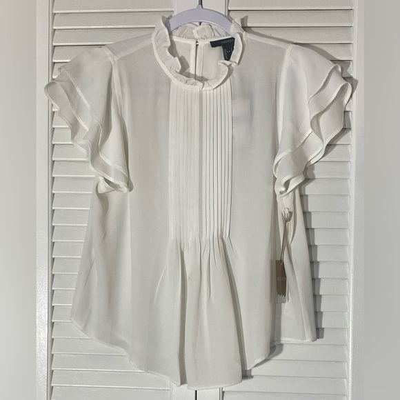 Forever 21 “Liverpool” Beige Blouse, Sz S, Pintuck Front, Slightly Sheer - Picture 1 of 7